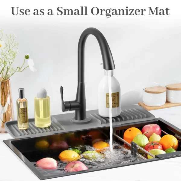 17.7 inch Silicone Draining Mat for Kitchen Sink Splash Guard Behind Faucet - Image 7