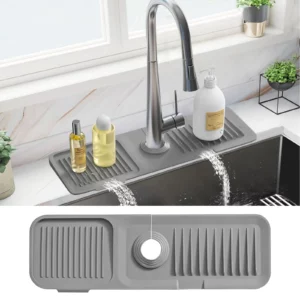 17.7 inch Silicone Draining Mat for Kitchen Sink Splash Guard Behind Faucet