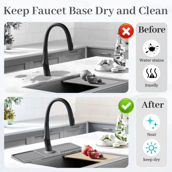 17.7 inch Silicone Draining Mat for Kitchen Sink Splash Guard Behind Faucet - Image 4